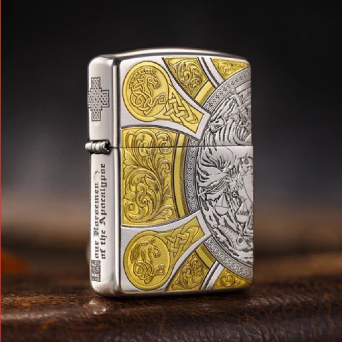 Set of 2 Limited Edition Armor Zippo Lighters – "Four Horsemen of the Apocalypse" & "Golden Samurai"