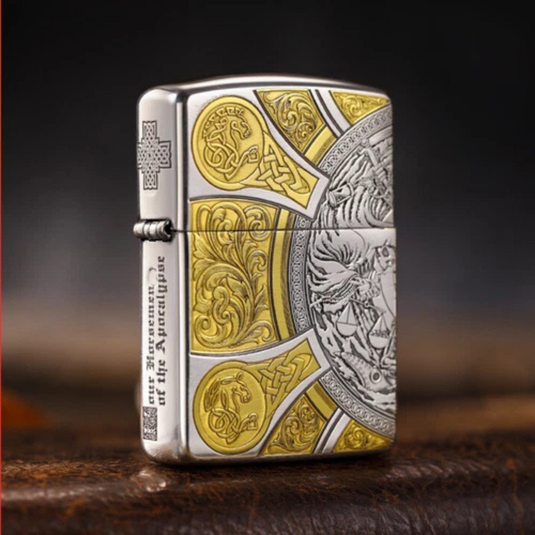Set of 2 Limited Edition Armor Zippo Lighters – "Four Horsemen of the Apocalypse" & "Golden Samurai"