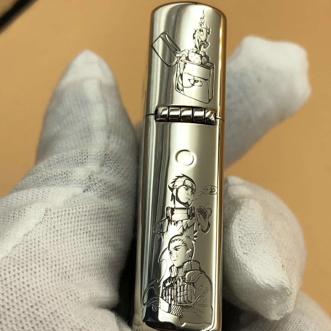 Custom Metal Anime Lighter – Naruto Shikamaru & Asuma Engraved Zorro Windproof Lighter