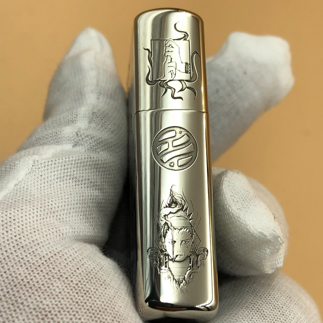 Custom Metal Anime Lighter – Naruto Shikamaru & Asuma Engraved Zorro Windproof Lighter