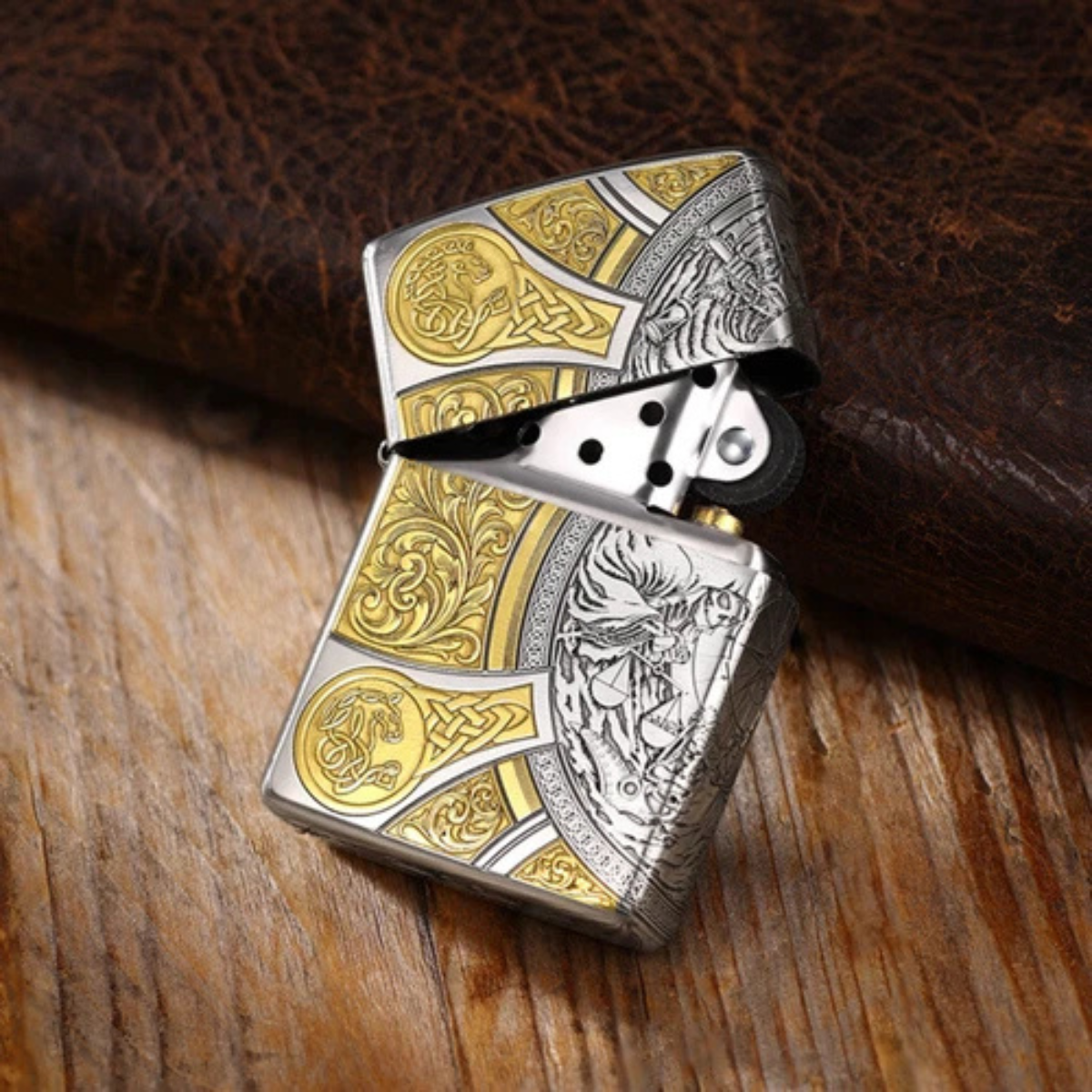 Set of 2 Limited Edition Armor Zippo Lighters – "Four Horsemen of the Apocalypse" & "Golden Samurai"