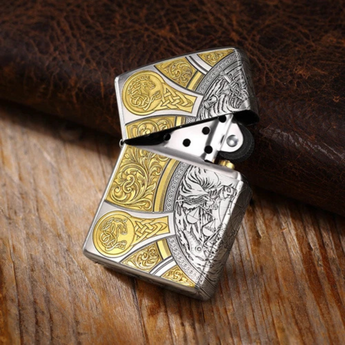 Set of 2 Limited Edition Armor Zippo Lighters – "Four Horsemen of the Apocalypse" & "Golden Samurai"