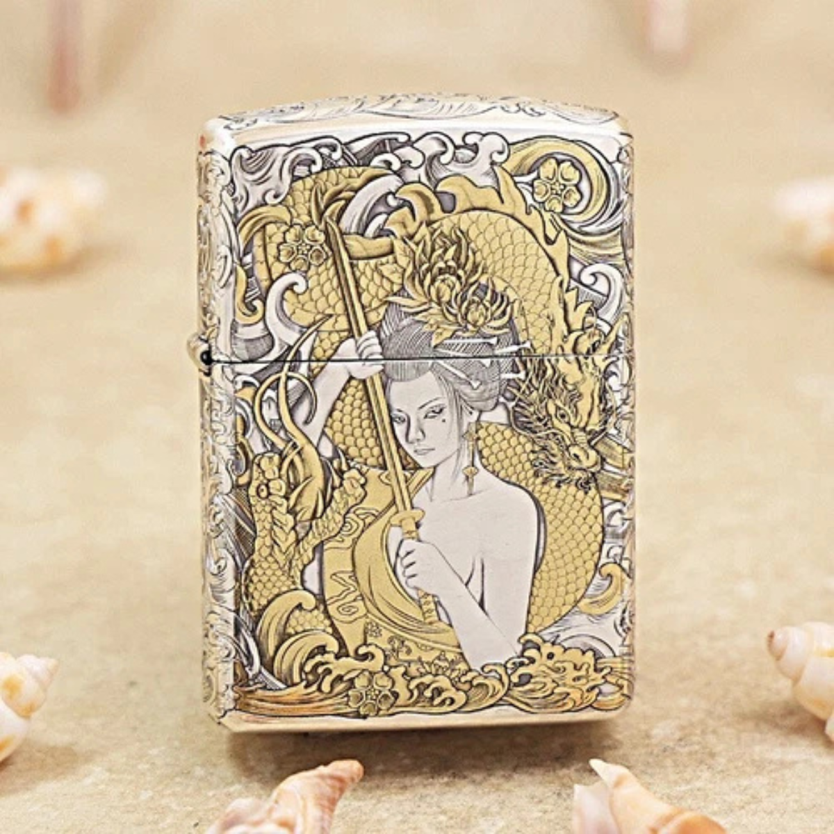 Set of 2 Limited Edition Armor Zippo Lighters – "Four Horsemen of the Apocalypse" & "Golden Samurai"