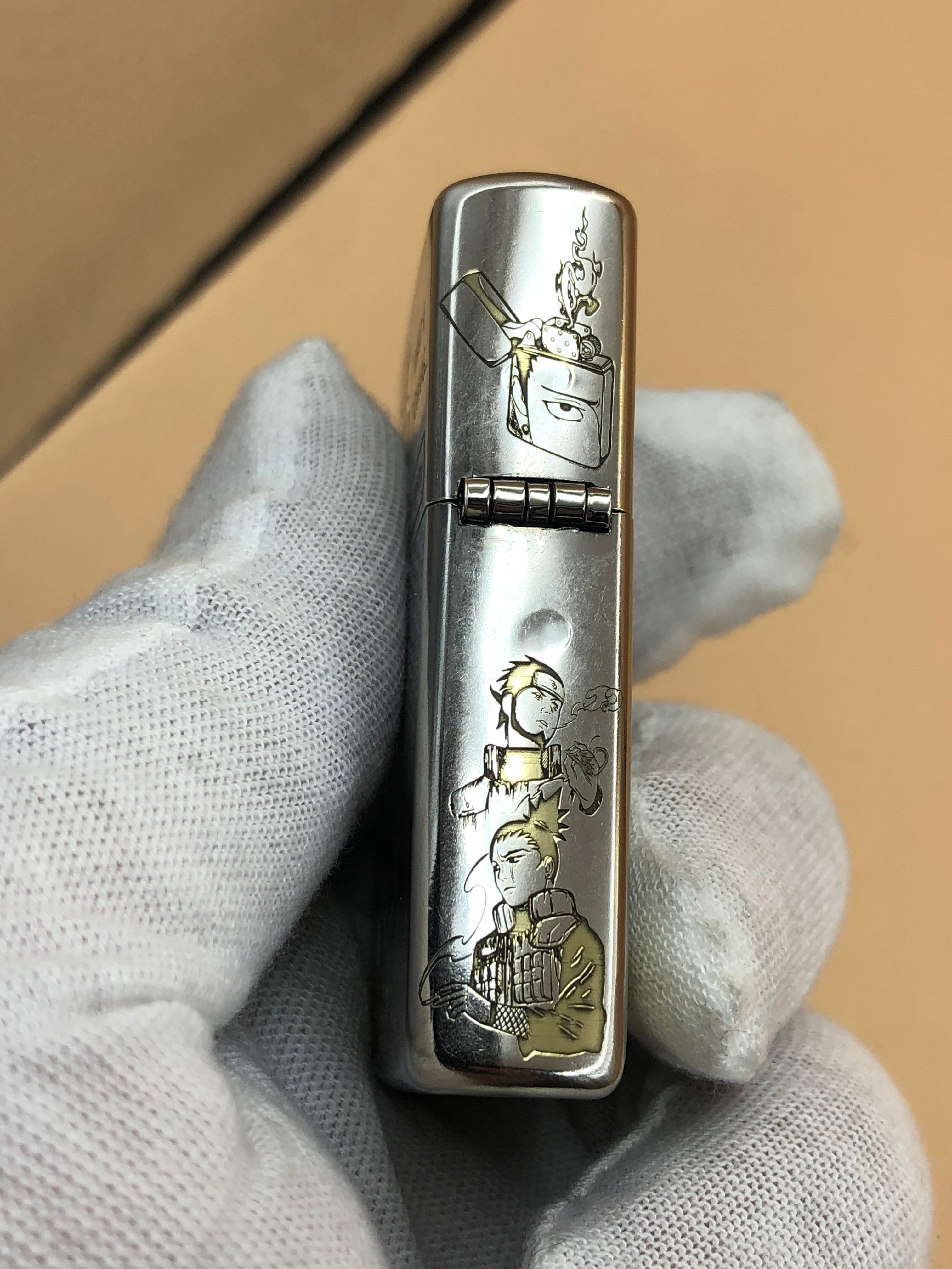 Custom Zippo Lighter – Shikamaru Nara Design | Deep Engraving, Natural Gold Polish | Anime | Street Chrome 207 | Made in USA