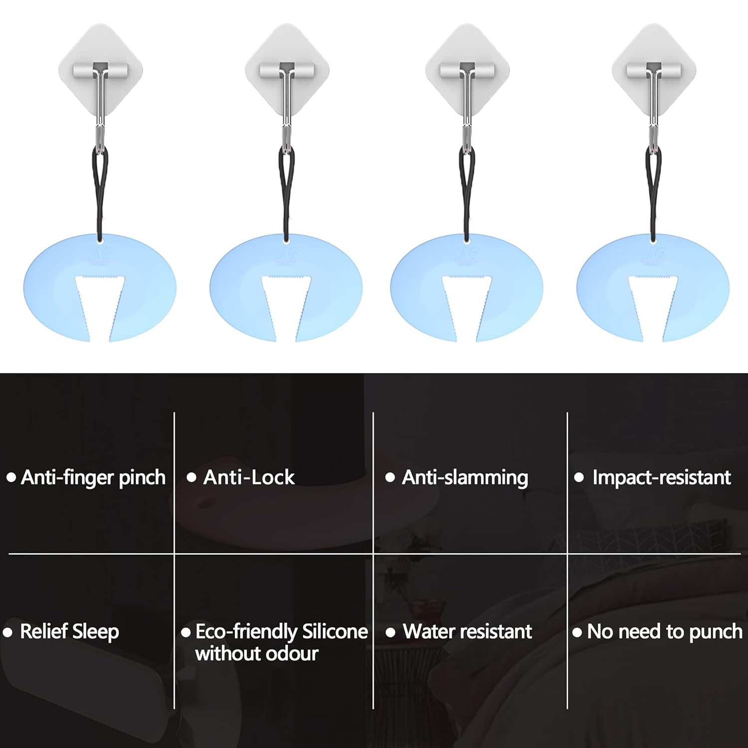 Durable Silicone Door Stopper for Babies. Prevents Finger Pinch Injuries, Slamming Doors.