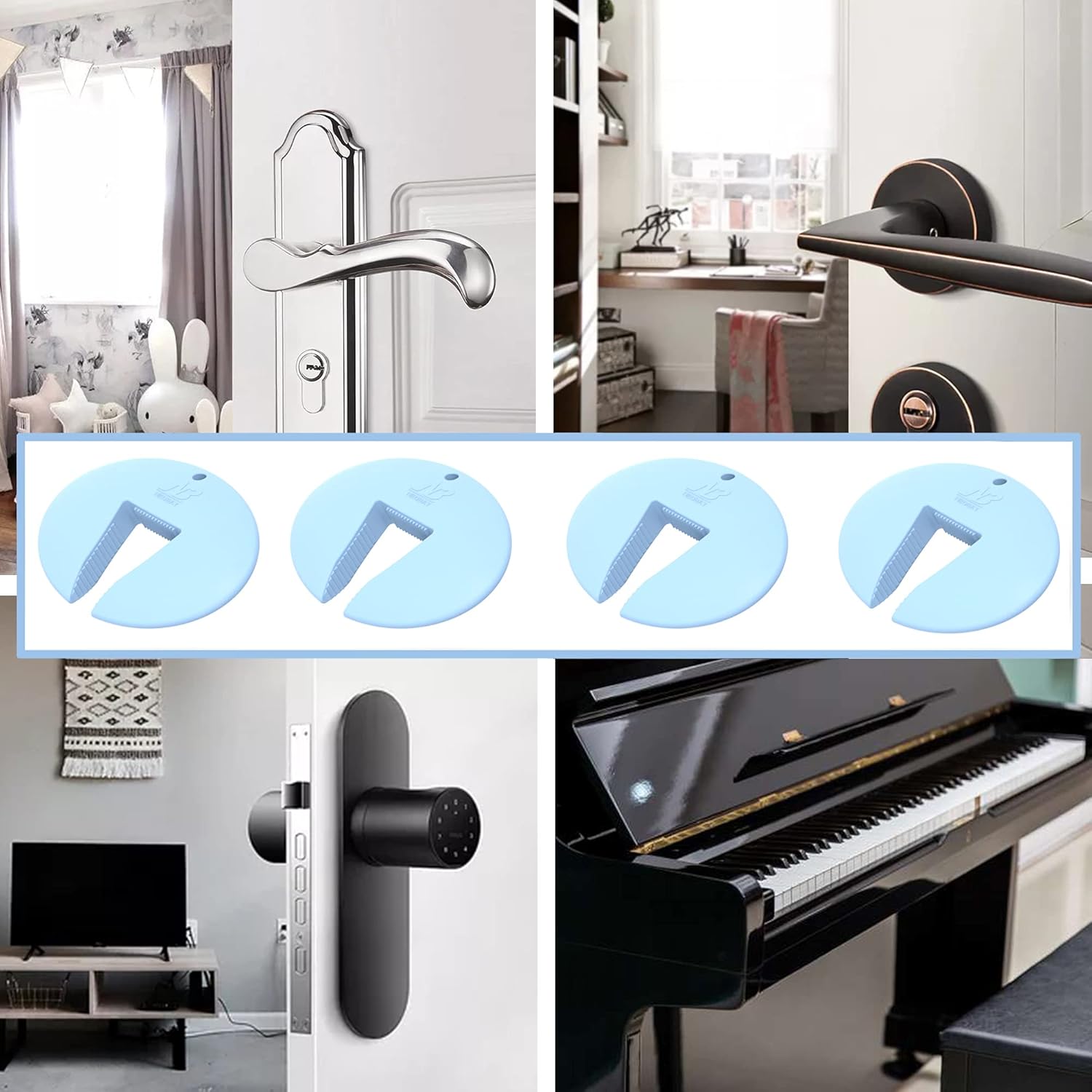 Durable Silicone Door Stopper for Babies. Prevents Finger Pinch Injuries, Slamming Doors.