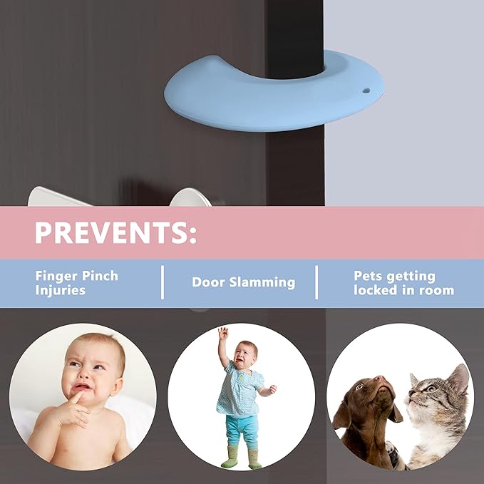 Durable Silicone Door Stopper for Babies. Prevents Finger Pinch Injuries, Slamming Doors.