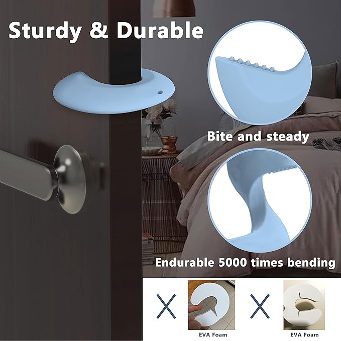 Durable Silicone Door Stopper for Babies. Prevents Finger Pinch Injuries, Slamming Doors.