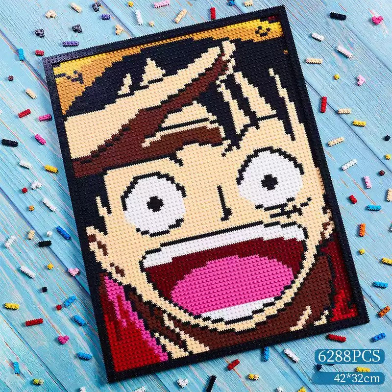 O.ne P.iec.e Pixel Art Mosaic Kit - DIY Art Set for Anime Fans