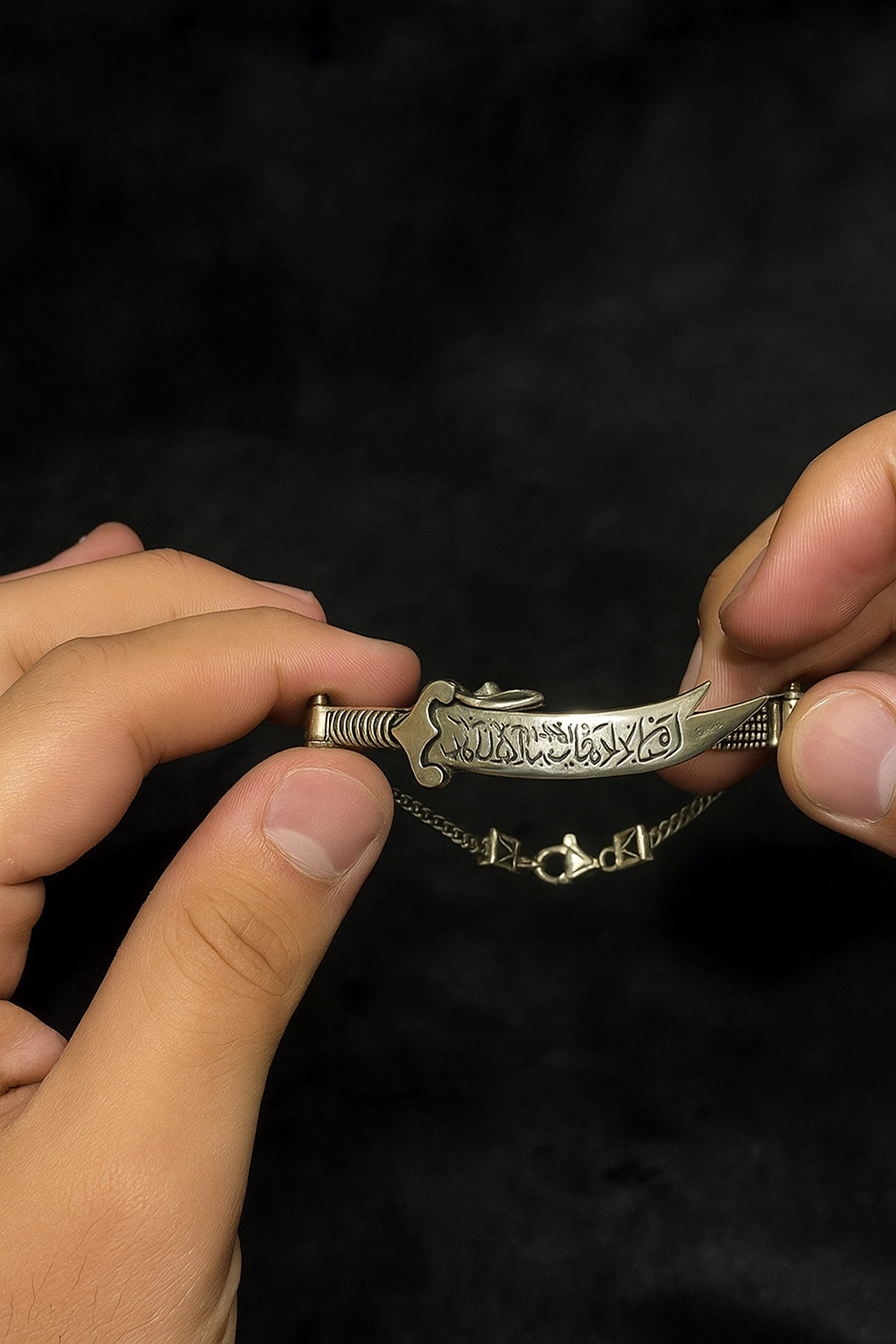 Gaminin™ Custom Arabic Zulfiqar Sword Bracelet – Pure 925 Silver with Personalized Engraving