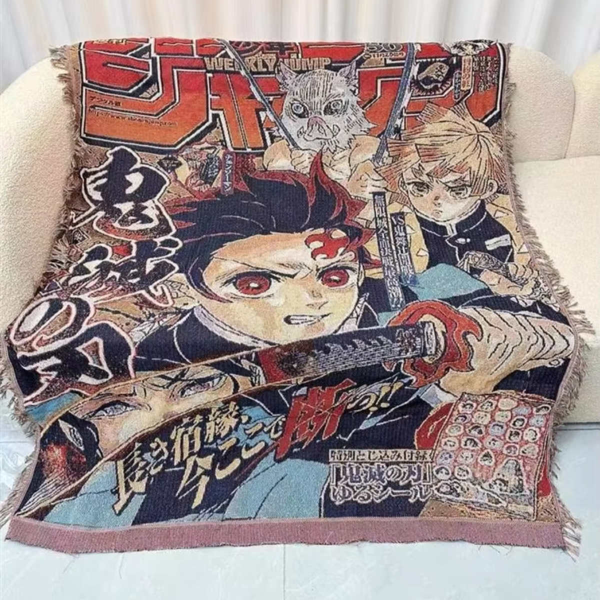 Demon Slayer Woven Blanket – Cozy Sofa or Bed Cover