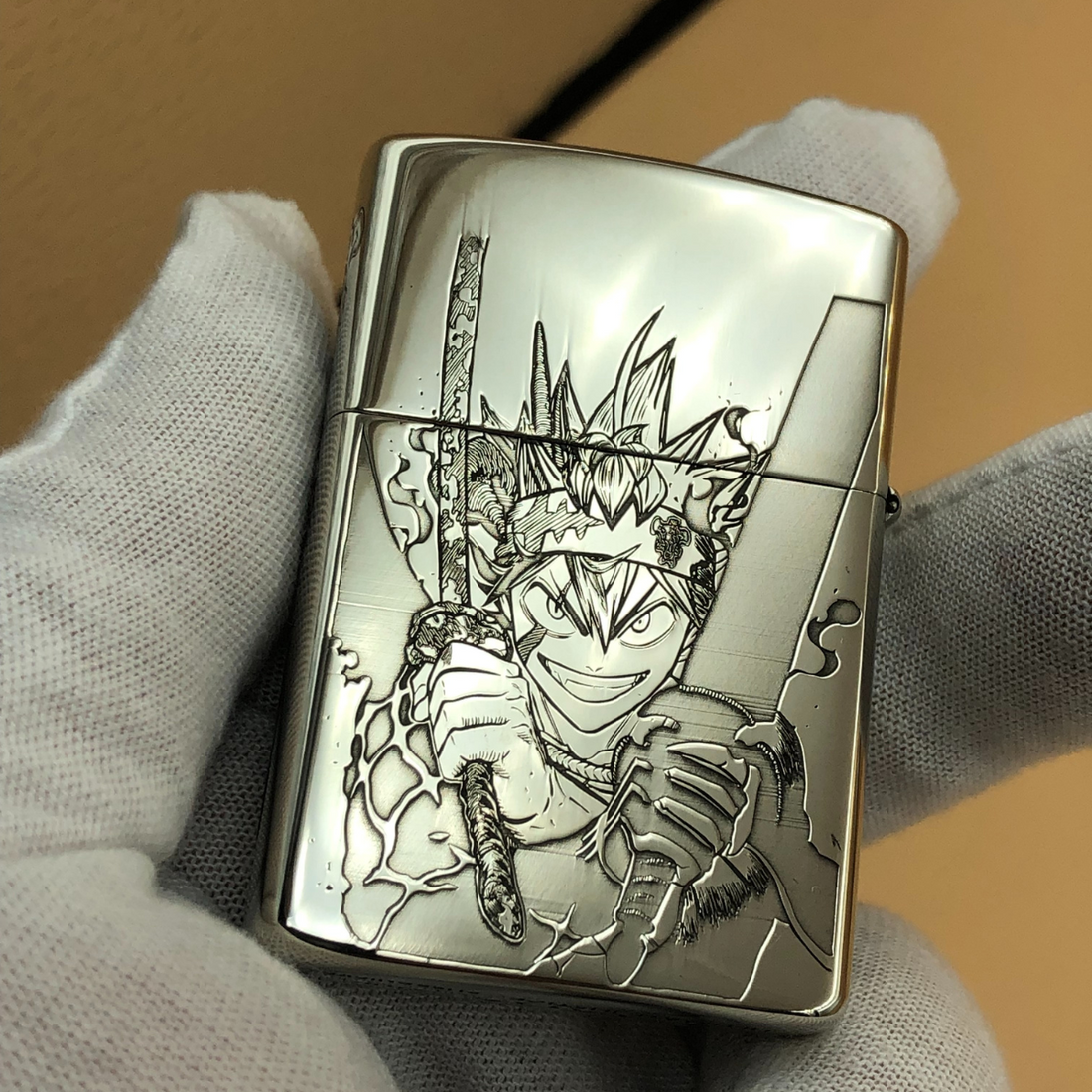 Black Clover Custom Lighter - Liebe & Asta Engraved Metal Design