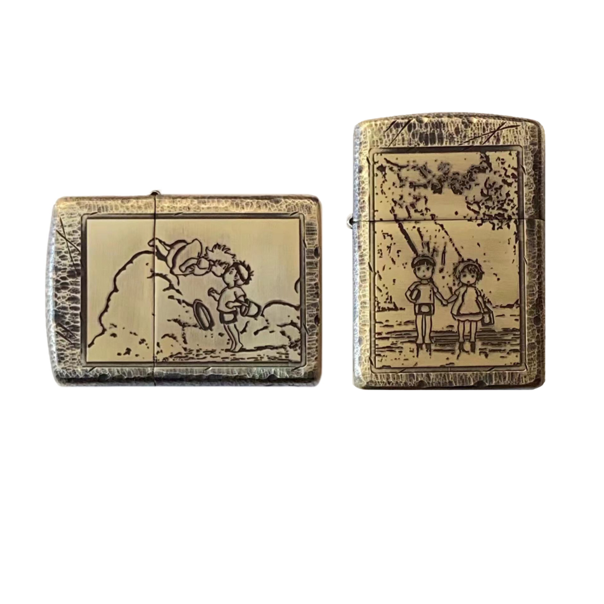 Hayao Miyazaki Zippo Lighter, Hand-Carved, Goldfish on the Cliff