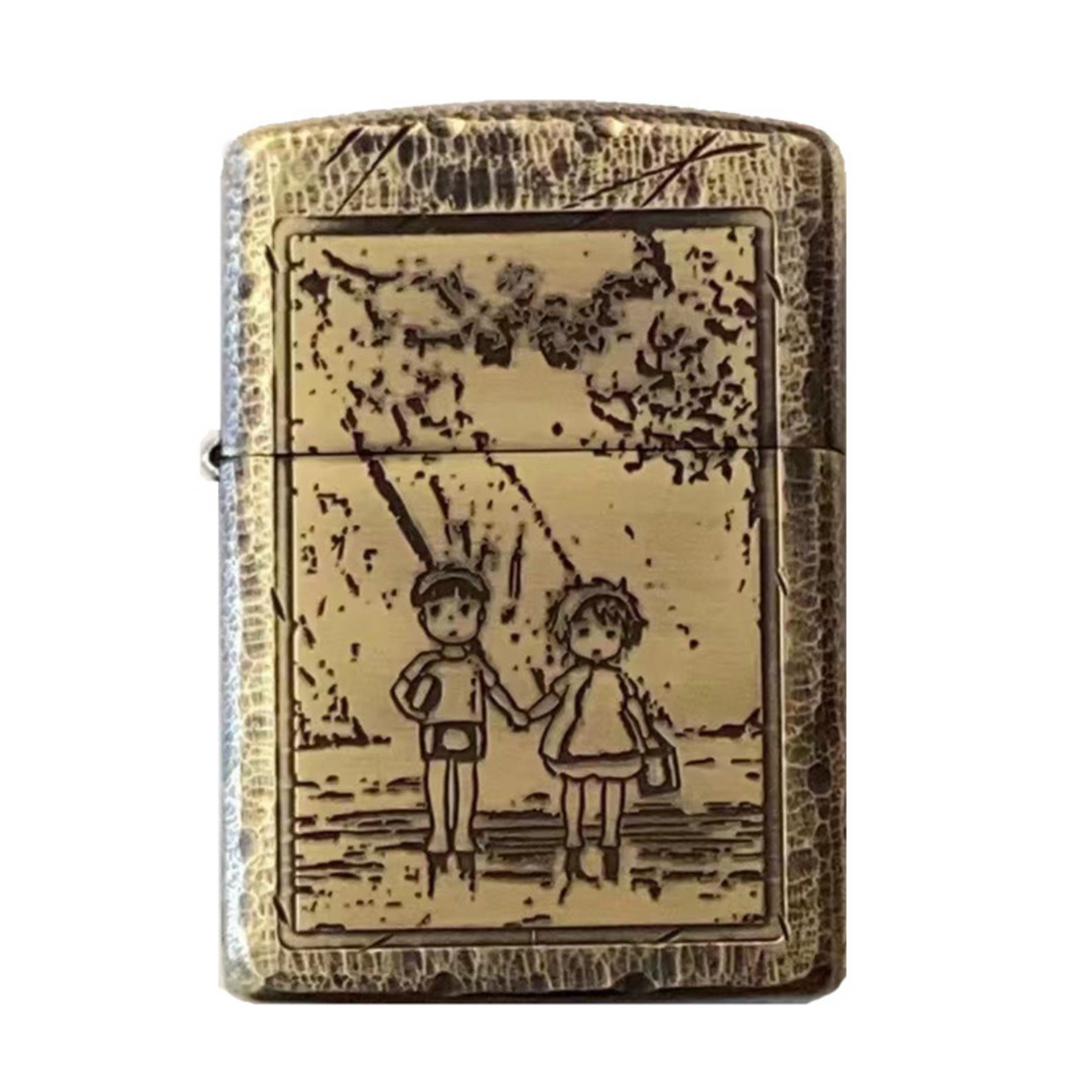 Hayao Miyazaki Zippo Lighter, Hand-Carved, Goldfish on the Cliff