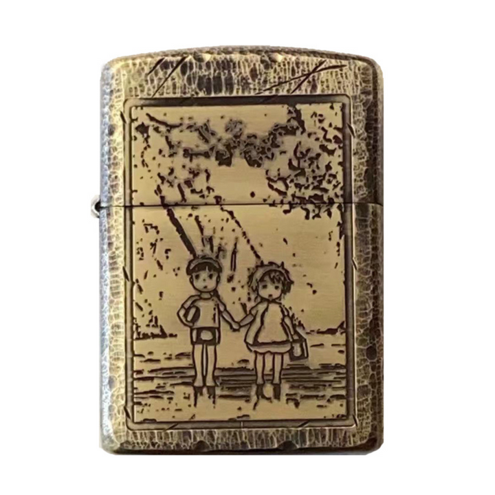Hayao Miyazaki Zippo Lighter, Hand-Carved, Goldfish on the Cliff