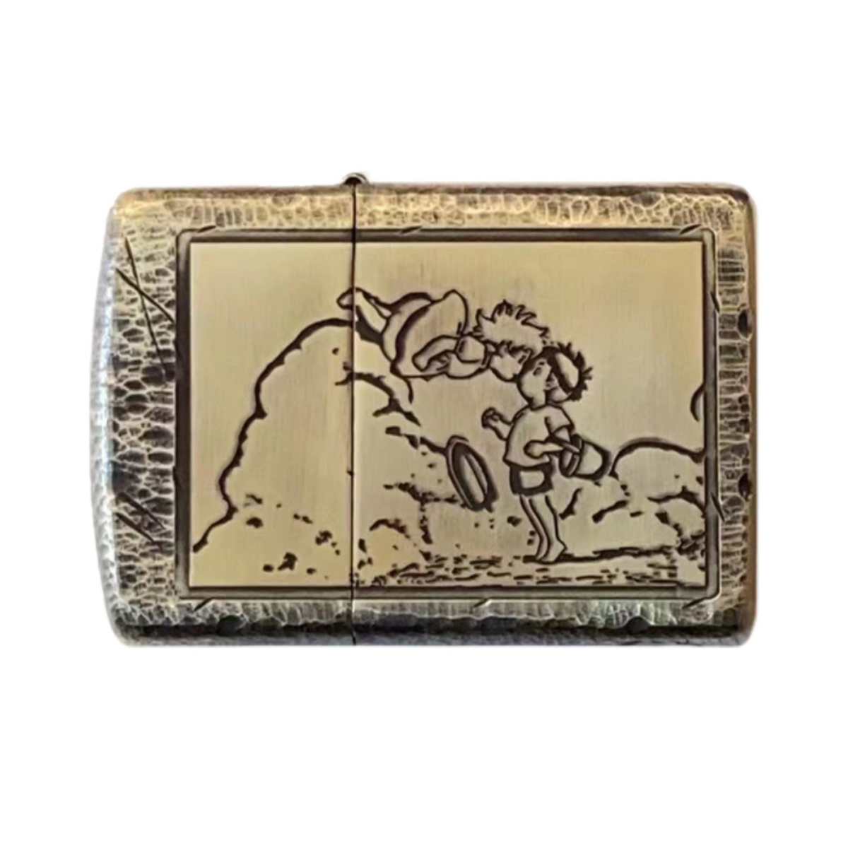 Hayao Miyazaki Zippo Lighter, Hand-Carved, Goldfish on the Cliff
