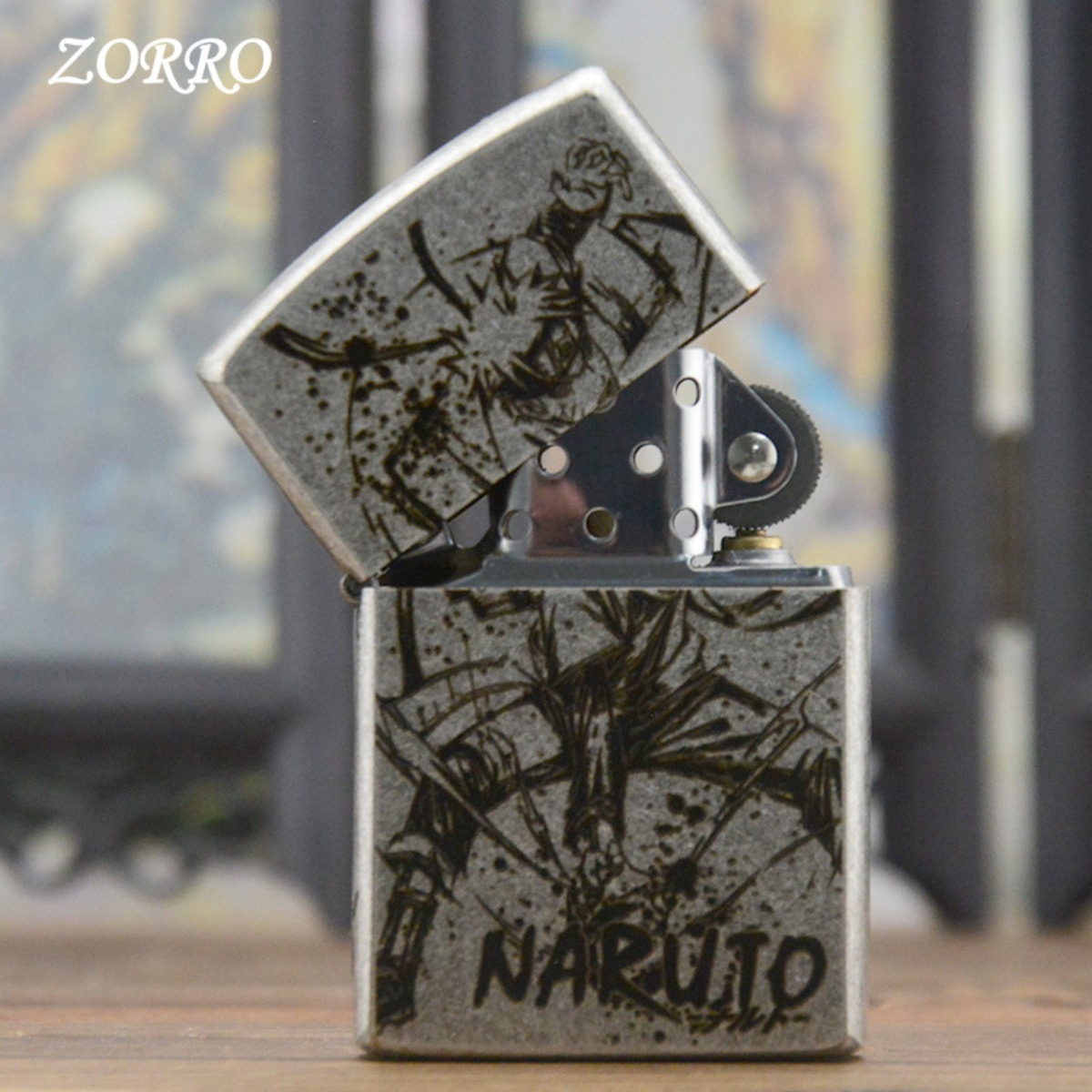 Ancient Silver N.ar.u.to Kerosene Lighter – Laser Engraved Collector’s Edition