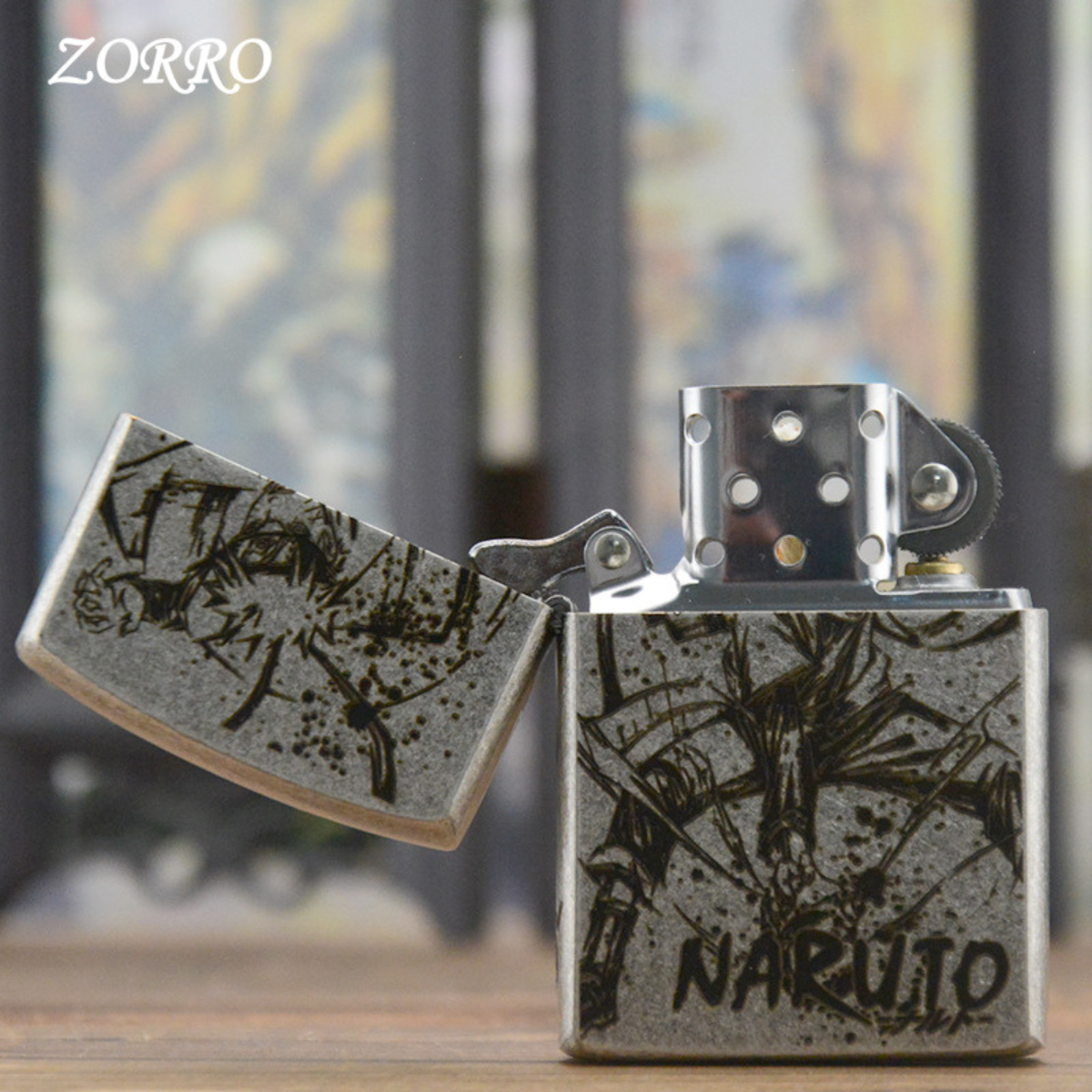 Ancient Silver N.ar.u.to Kerosene Lighter – Laser Engraved Collector’s Edition