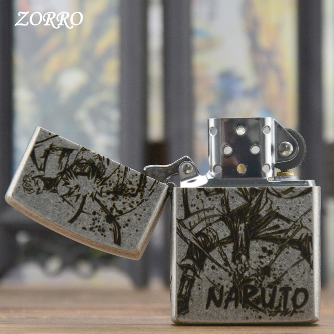 Ancient Silver N.ar.u.to Kerosene Lighter – Laser Engraved Collector’s Edition