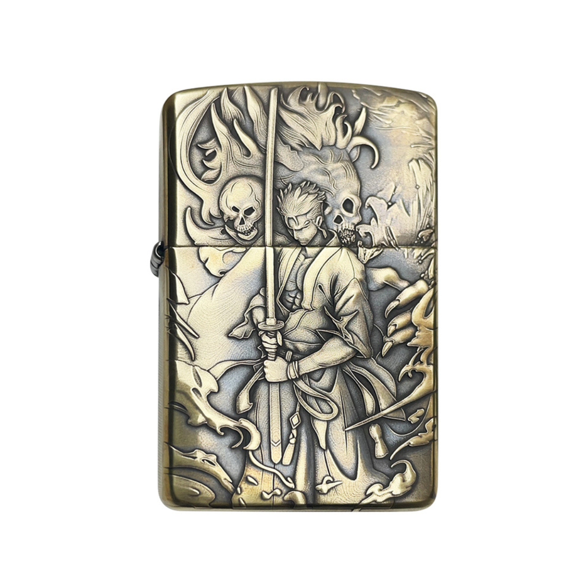 Ro.ro.n.oa Zo.ro O.ne P.ie.ce 3D Zippo Lighter – Pure Copper Samurai Relief, Windproof Kerosene Refillable Collectible Gift for Men