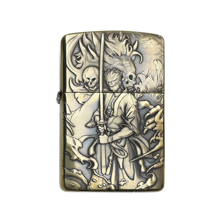 Ro.ro.n.oa Zo.ro O.ne P.ie.ce 3D Zippo Lighter – Pure Copper Samurai Relief, Windproof Kerosene Refillable Collectible Gift for Men