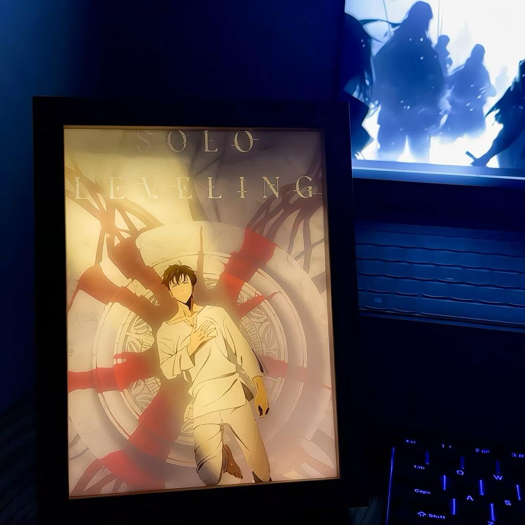 Solo Leveling LED Light Frame 17x23 cm – Anime Backlit Art Decor