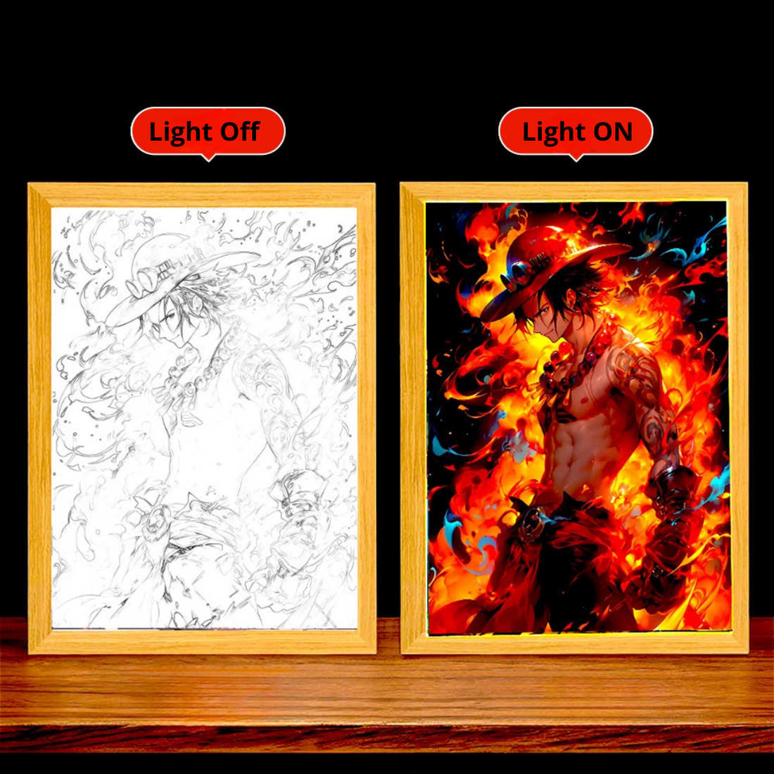 Anime LED Frame – Creative Light Painting USB Wall Art