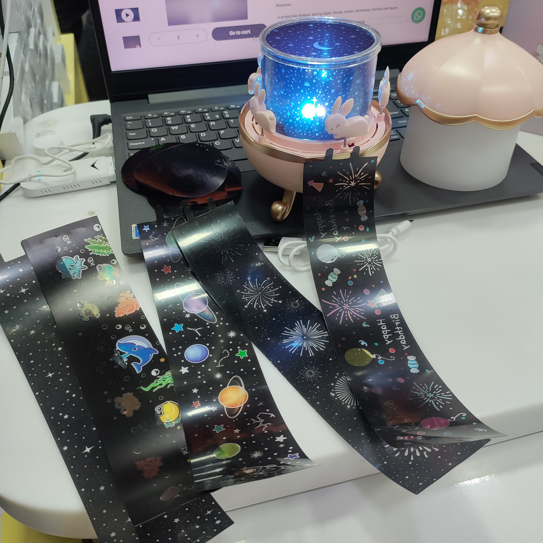 Rotating Cabin Projector Lamp: Enchanting Night Light with Music and Visual Effects