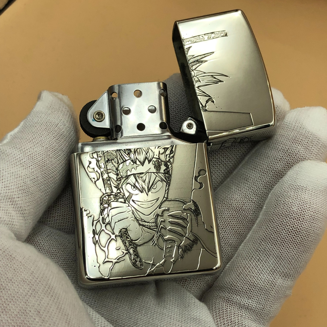 Black Clover Custom Lighter - Liebe & Asta Engraved Metal Design