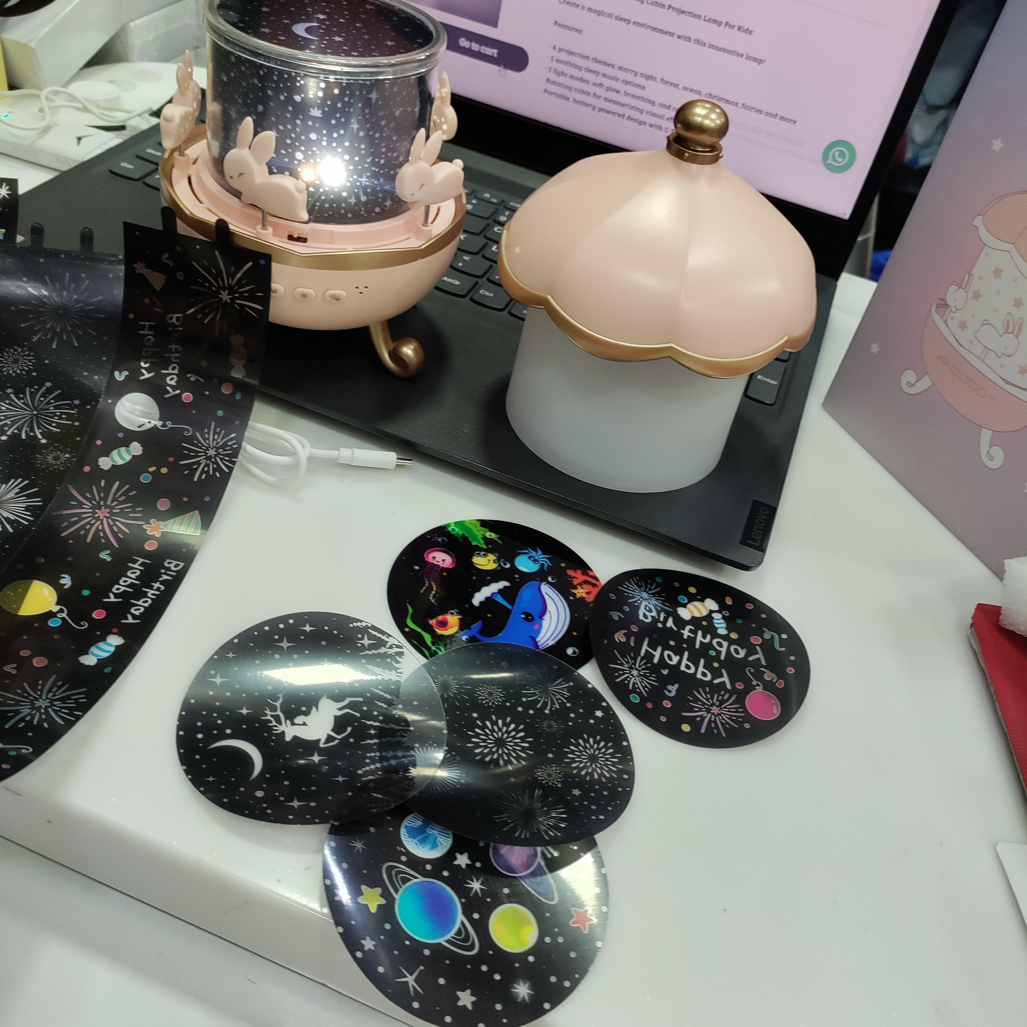 Rotating Cabin Projector Lamp: Enchanting Night Light with Music and Visual Effects