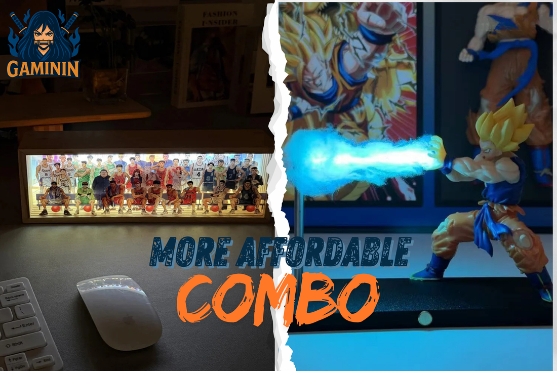 Gaminin™ Super Saiyan Magnetic Light Beam Figurine + GlowBox 3D LED Anime Night Light