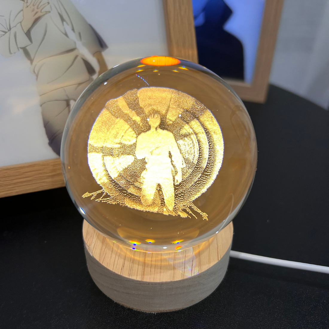 2D Engraved Crystal Lamp – Solo Leveling LED Light Sphere