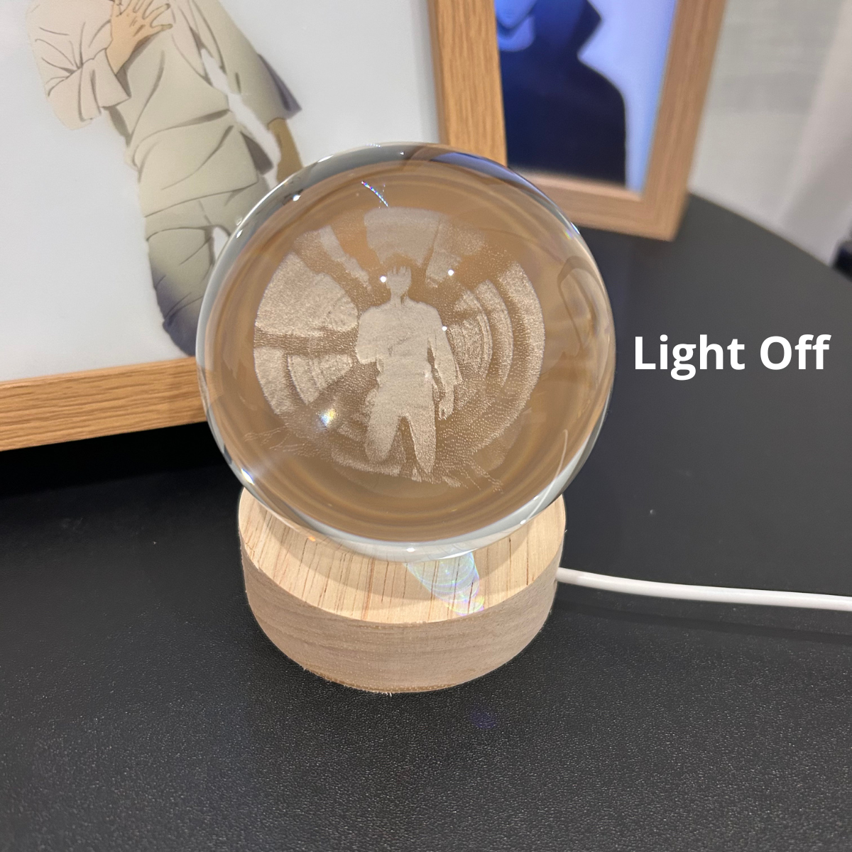 2D Engraved Crystal Lamp – Solo Leveling LED Light Sphere