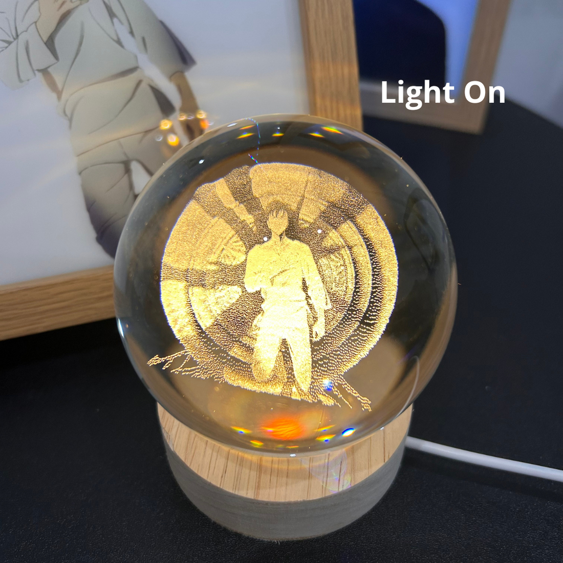 2D Engraved Crystal Lamp – Solo Leveling LED Light Sphere
