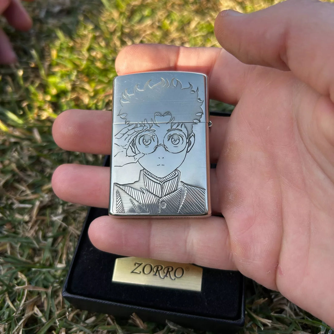 Okarun & Ken Takakura Engraved Anime Lighter - Premium Windproof Kerosene Refillable Gift for Dandadan Fans