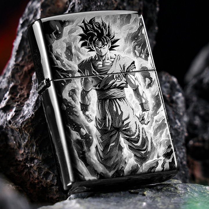 Super Sai.y.an Go.ku Black Ice Zippo Lighter Laser Engraved