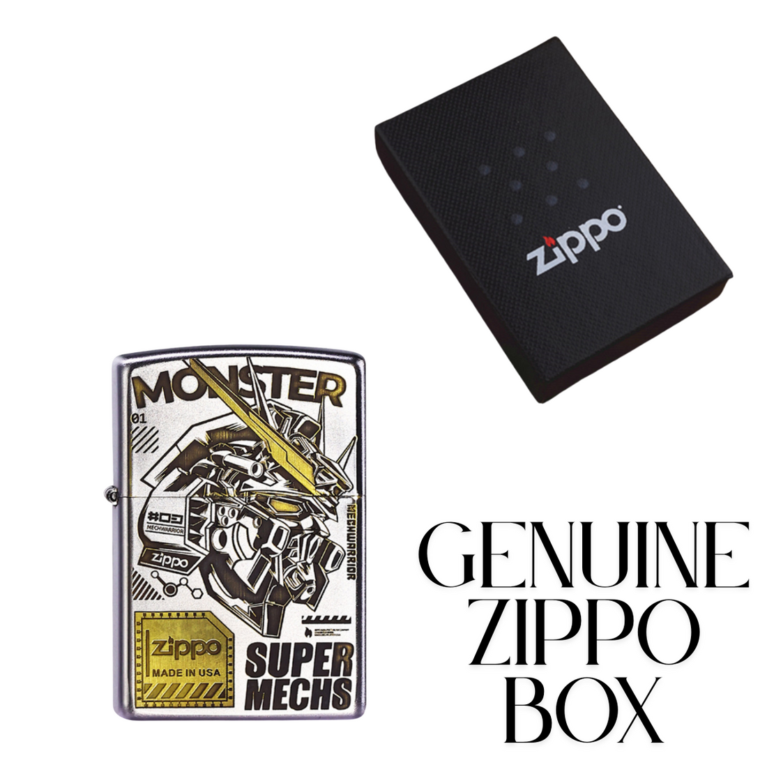 Gundam Deep Carved Zippo – Genuine Matte Super Mechs Lighter