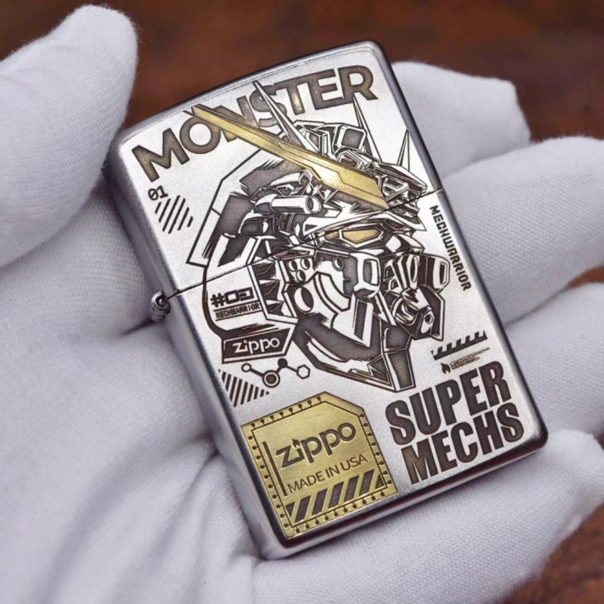 Gundam Deep Carved Zippo – Genuine Matte Super Mechs Lighter