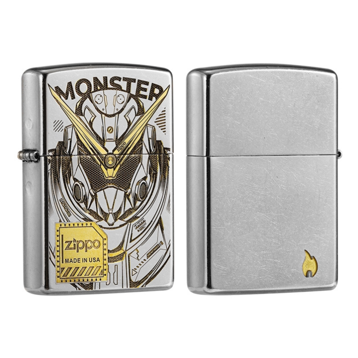 Gundam Monster Zippo – Genuine Deep Carved Gold Mech Lighter