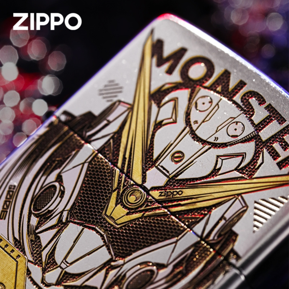 Gundam Monster Zippo – Genuine Deep Carved Gold Mech Lighter