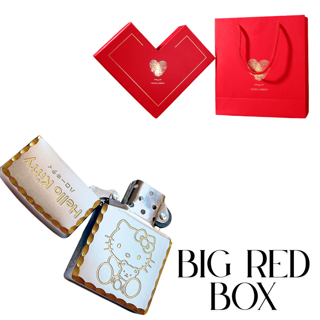 H.e.llo K.i.tt.y Zippo Lighter Deep Engraved Gold Chrome Finish