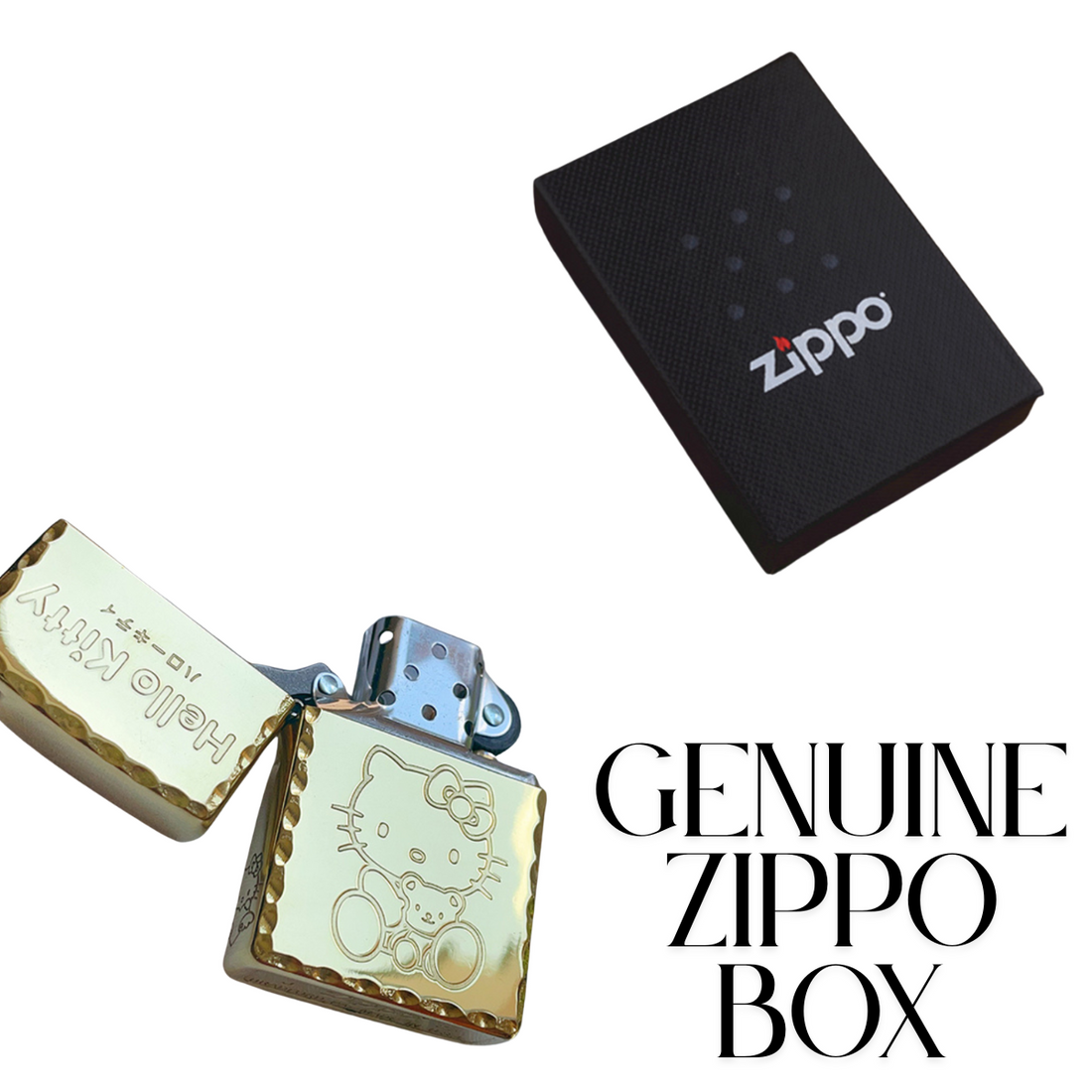 H.e.llo K.i.tt.y Zippo Lighter Deep Engraved Gold Chrome Finish