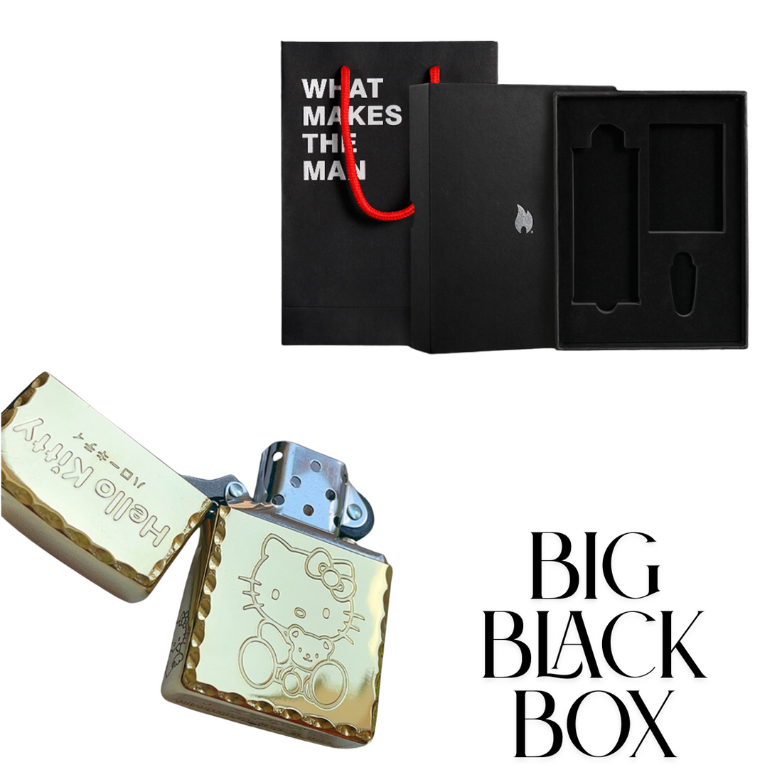 H.e.llo K.i.tt.y Zippo Lighter Deep Engraved Gold Chrome Finish