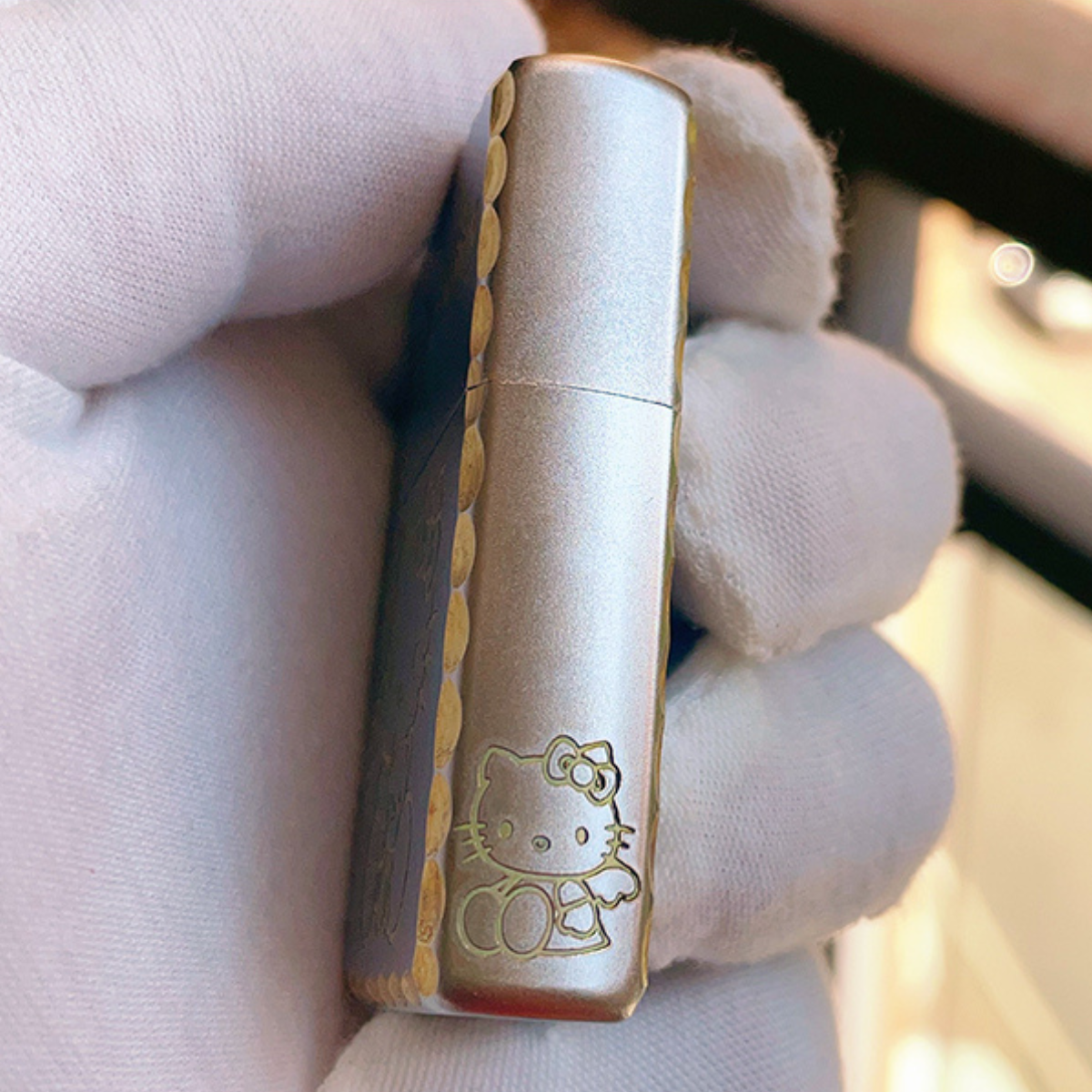 H.e.llo K.i.tt.y Zippo Lighter Deep Engraved Gold Chrome Finish