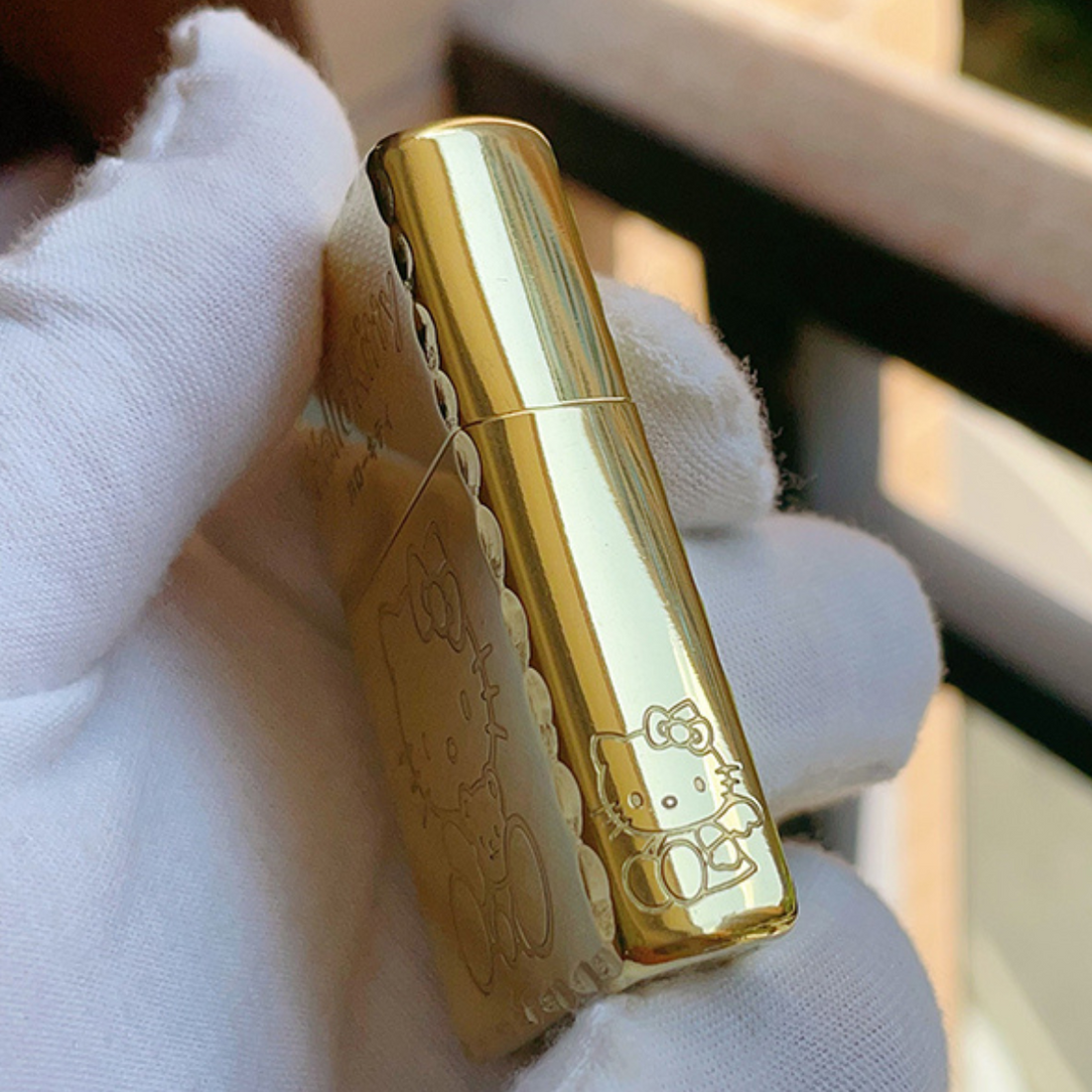 H.e.llo K.i.tt.y Zippo Lighter Deep Engraved Gold Chrome Finish