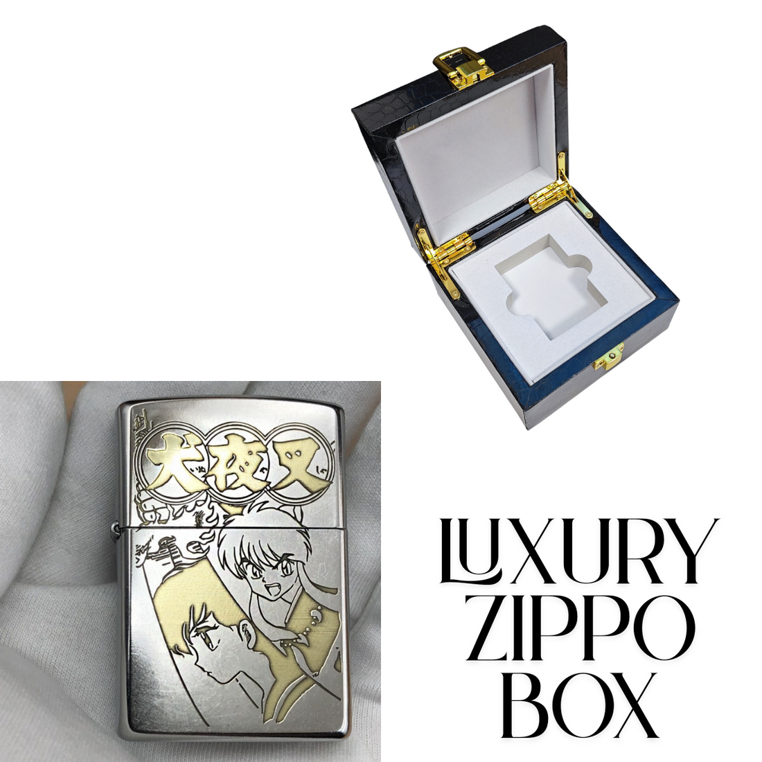 Inu.ya.sha Zippo Lighter – Deep Engraved, Matte Finish, Authentic Collectible, Front & Back Design