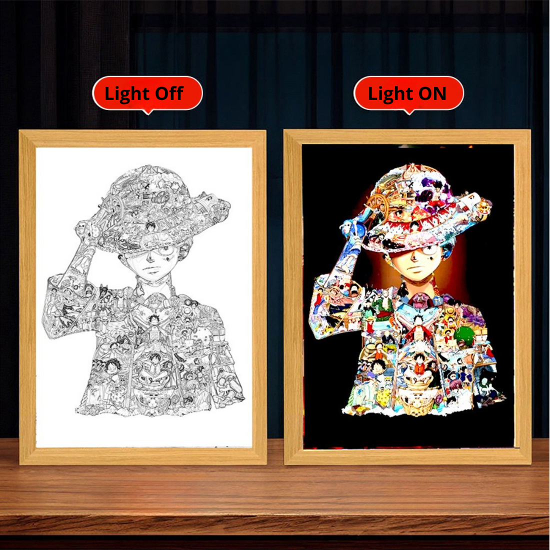 Anime LED Frame – Creative Light Painting USB Wall Art
