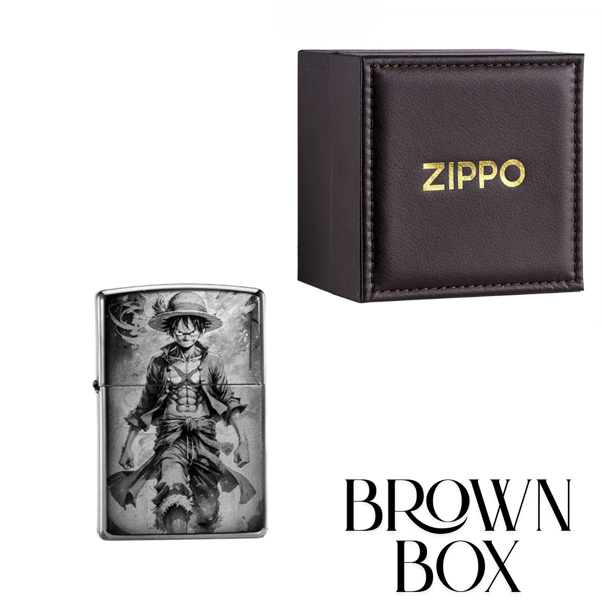 Lu.ffy Ni.ka Ge.ar 5 Black Ice Zippo Lighter Laser Engraved