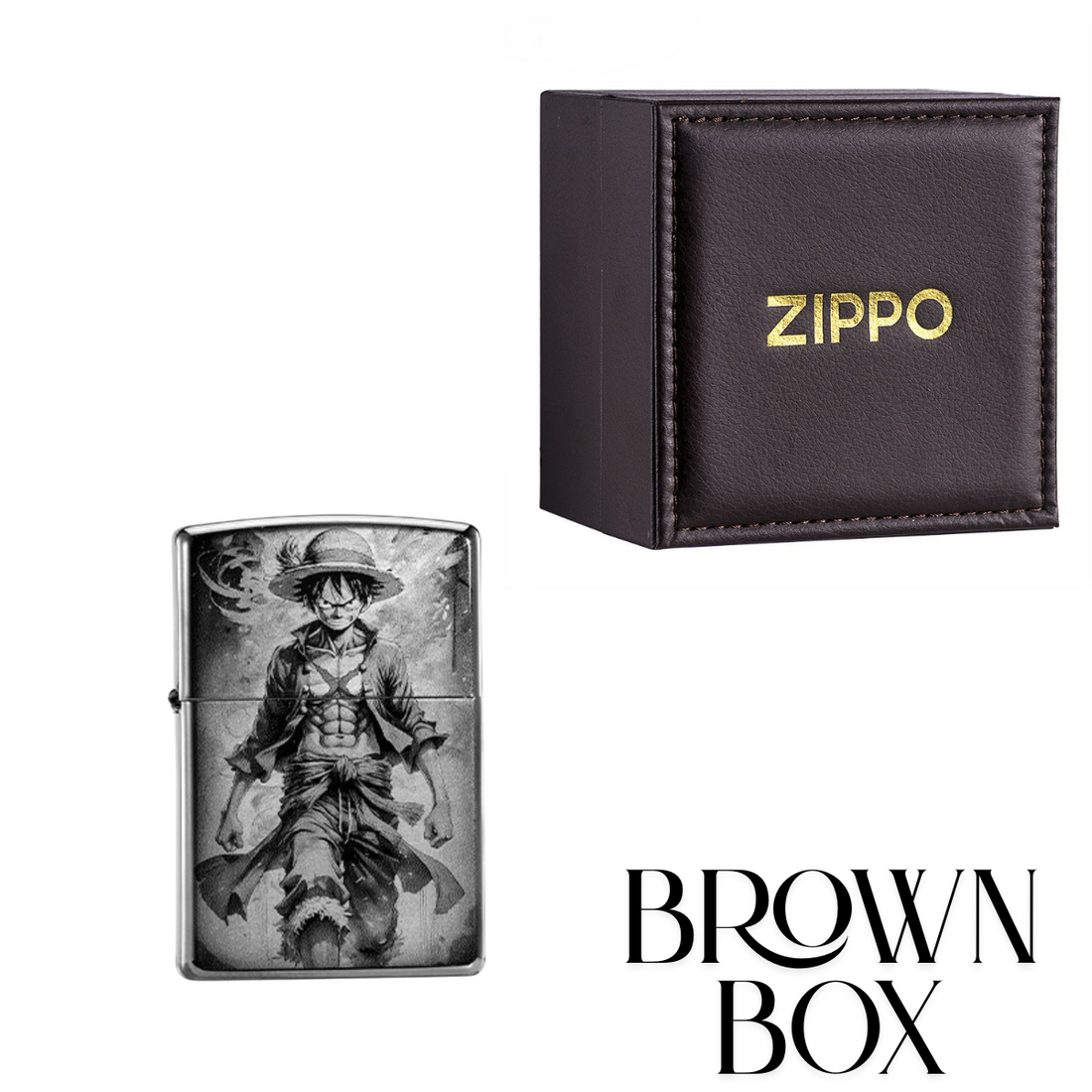 Lu.ffy Ni.ka Ge.ar 5 Black Ice Zippo Lighter Laser Engraved