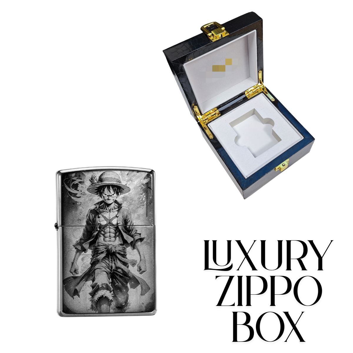 Lu.ffy Ni.ka Ge.ar 5 Black Ice Zippo Lighter Laser Engraved